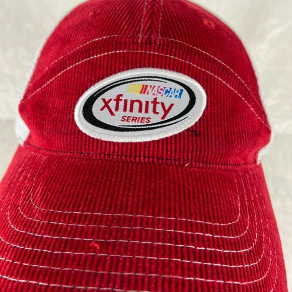 NASCAR Xfinity Series Corduroy Baseball Hat Comcast NBC Logo Maroon & White NEW - Picture 2 of 8